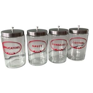 Vintage “MERCO” Medical Glass Jars with Lids